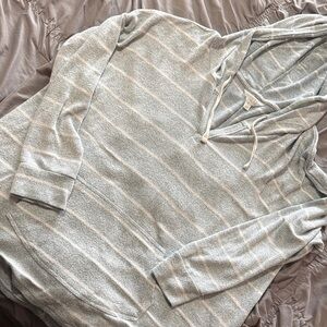 Market & Spruce Light Blue and White Striped Hooded Pullover